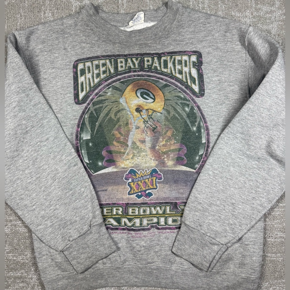 Vintage Starter Green Bay Packers Sweatshirt Super Bowl Crewneck Youth 14-16